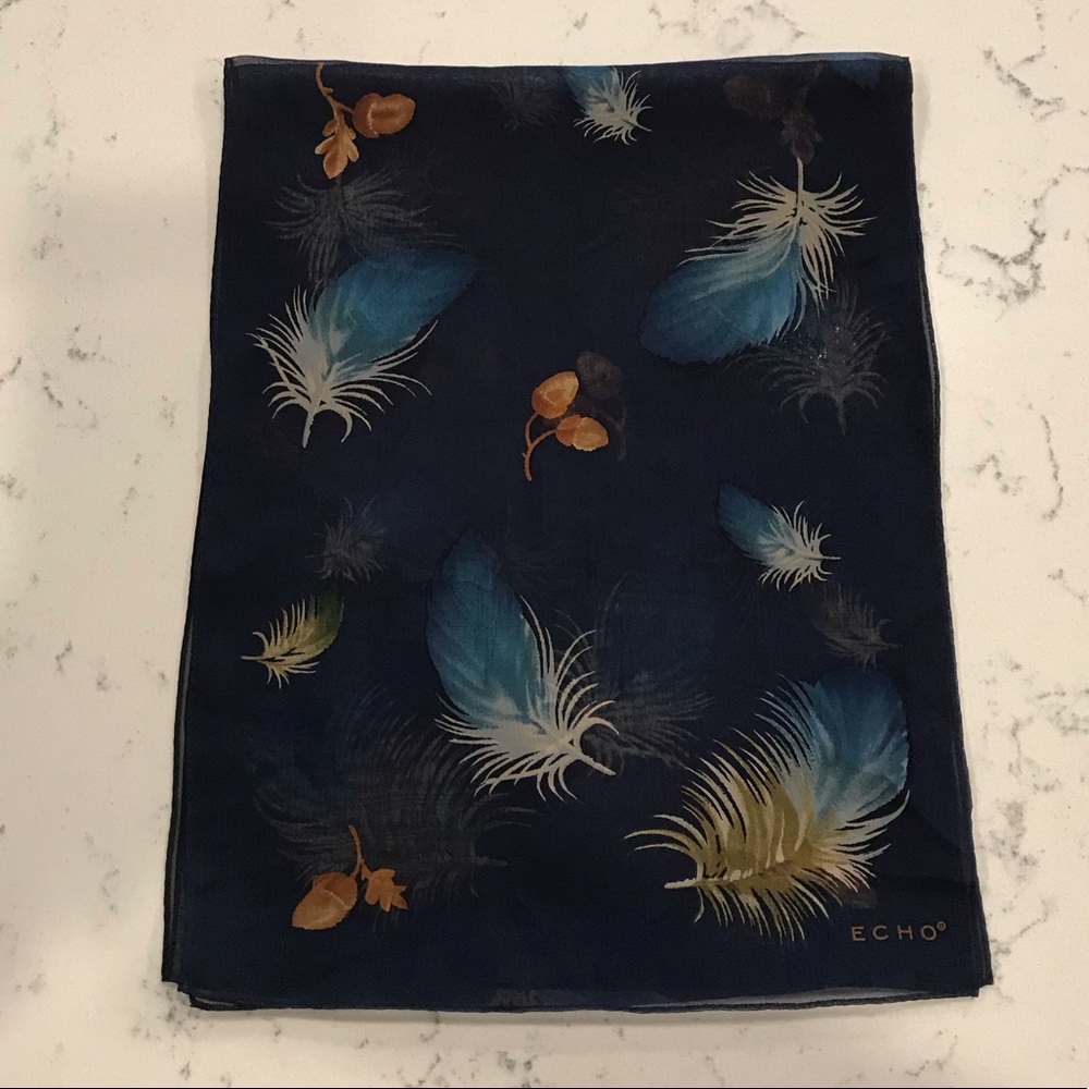 Vintage Echo Rectangular Echo Silk Sheer Scarf - image 5